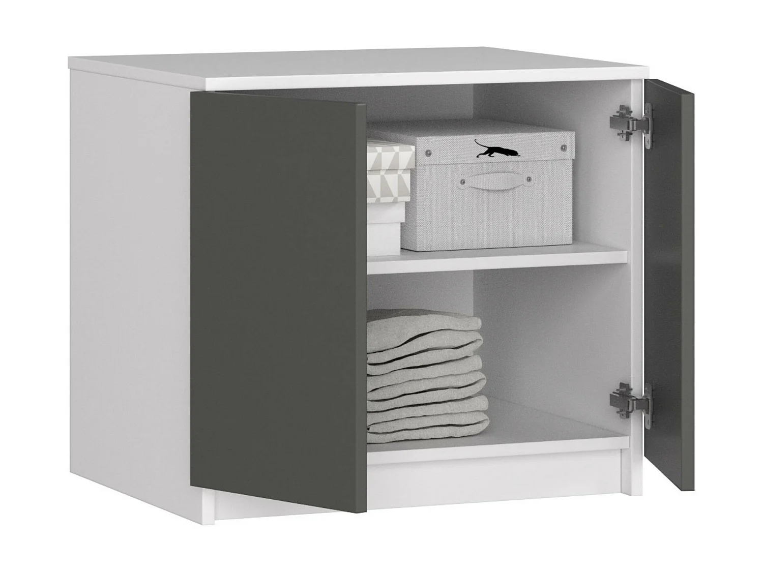 Surmeuble pour armoire AKORD S60 Blanc 60 cm 2 portes façade Gris Graphite 2 étagères 60x51x55 cm
