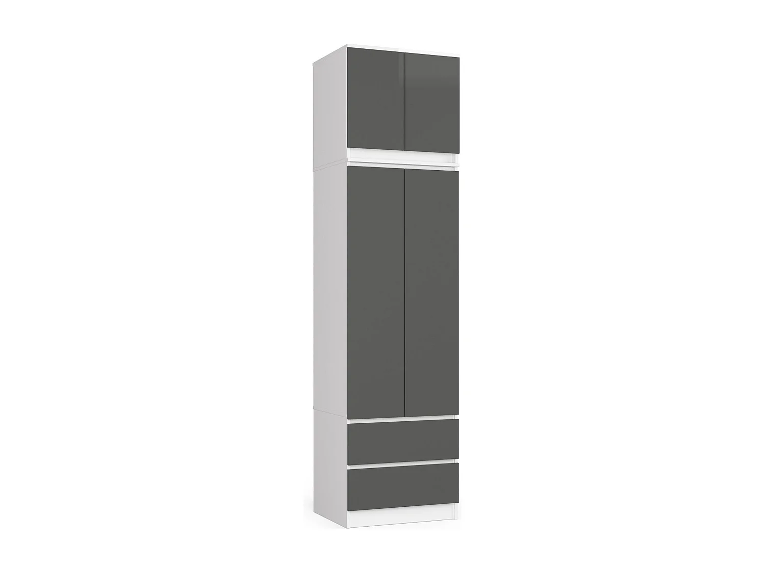 Surmeuble pour armoire AKORD S60 Blanc 60 cm 2 portes façade Gris Graphite 2 étagères 60x51x55 cm