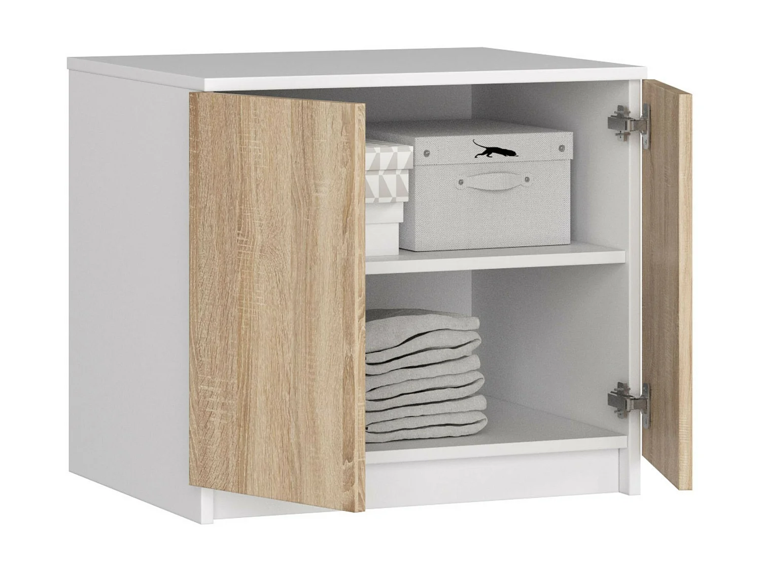 Surmeuble pour armoire AKORD S60 Blanc 60 cm 2 portes façade Chêne Sonoma 2 étagères 60x51x55 cm