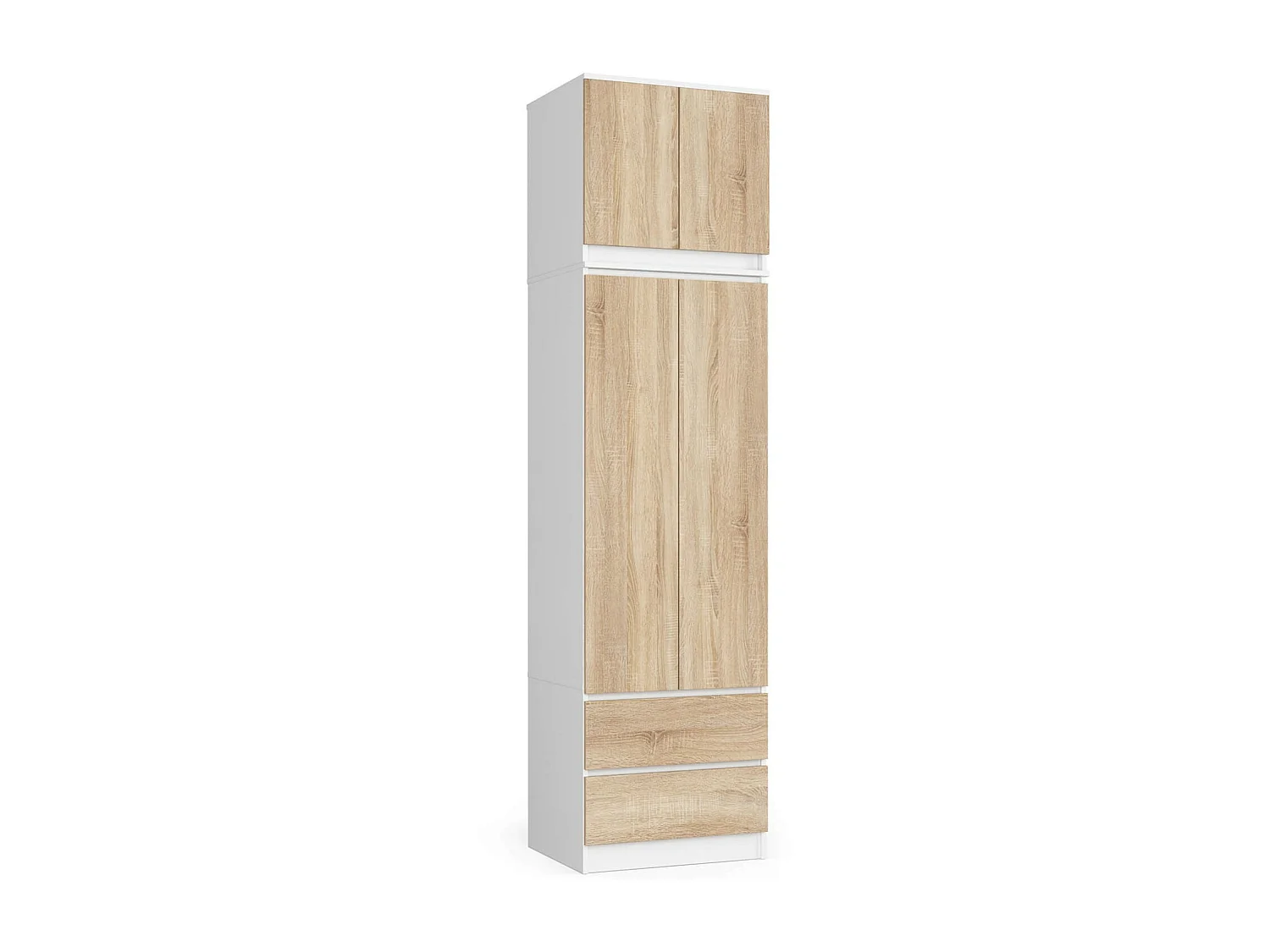Surmeuble pour armoire AKORD S60 Blanc 60 cm 2 portes façade Chêne Sonoma 2 étagères 60x51x55 cm