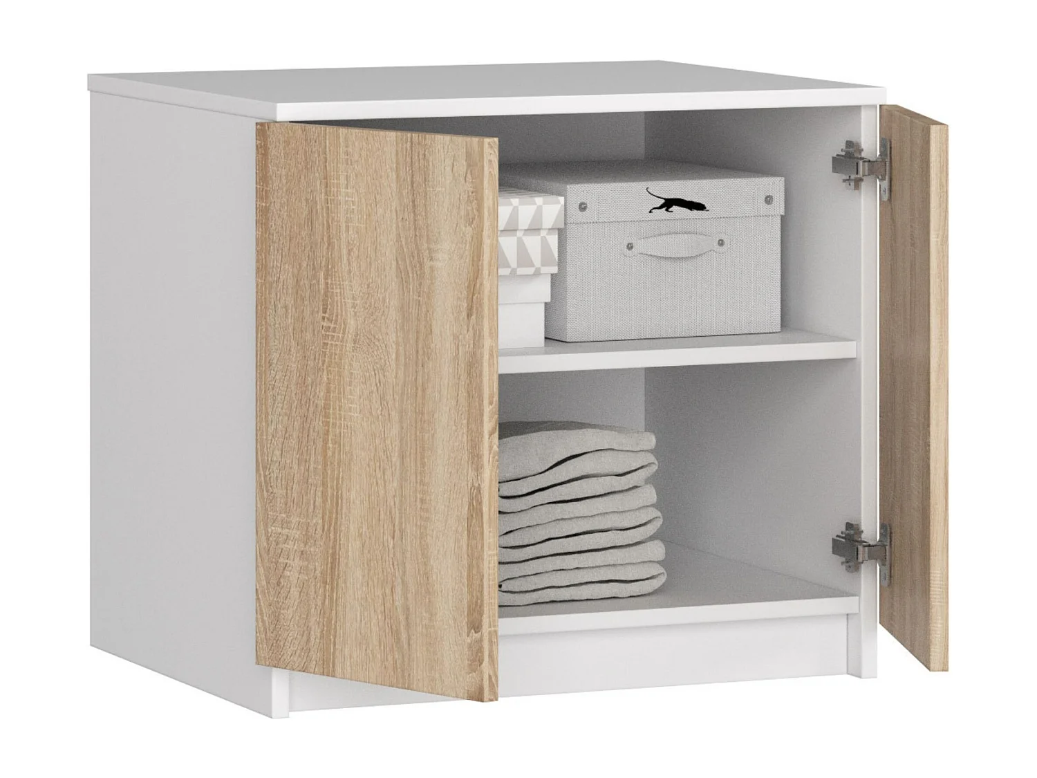 Nadstawka na szafę AKORD S60 Biała 60 cm 2 drzwi kolor Dąb Sonoma mat 2 półki 60x51x55 cm