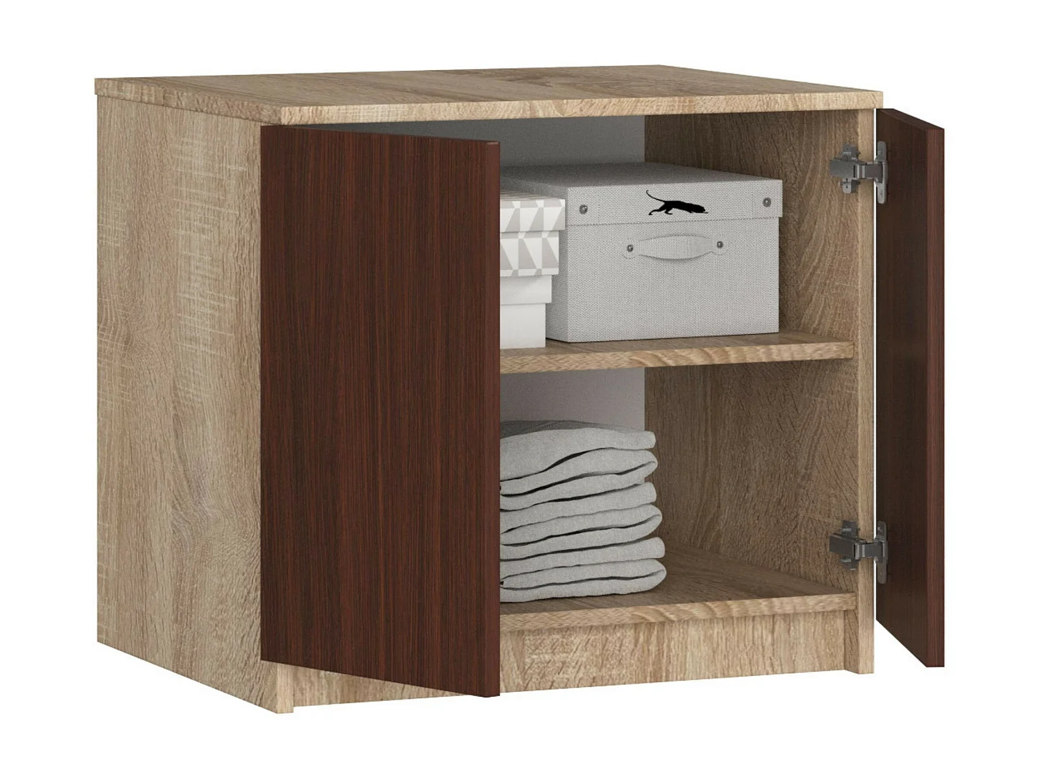 Surmeuble pour armoire AKORD S60 Chêne Sonoma 60 cm 2 portes façade Wengé 2 étagères 60x51x55 cm