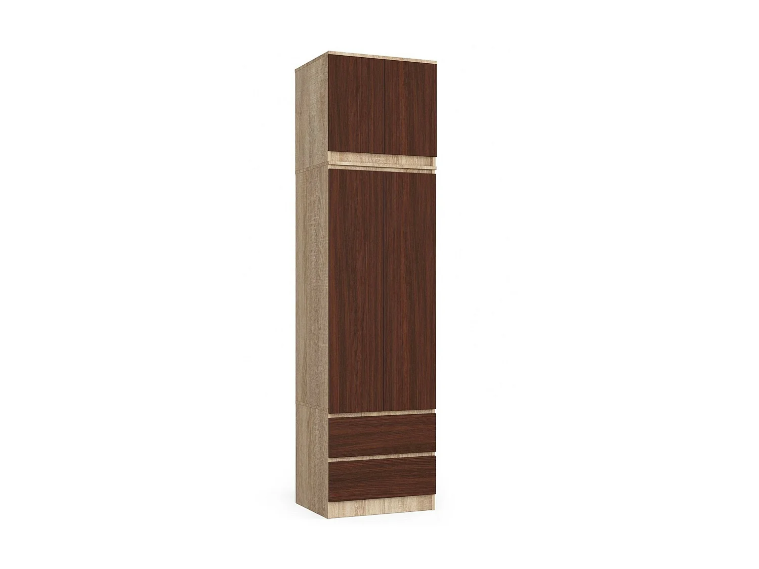 Surmeuble pour armoire AKORD S60 Chêne Sonoma 60 cm 2 portes façade Wengé 2 étagères 60x51x55 cm