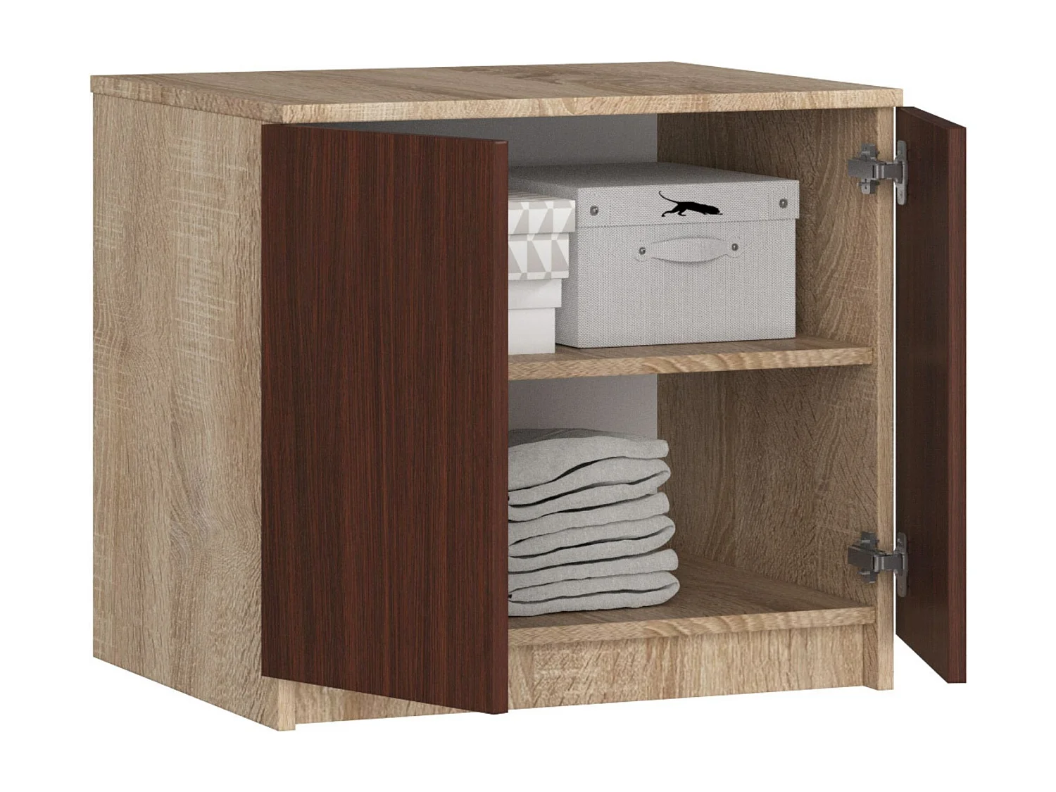 Surmeuble pour armoire AKORD S60 Chêne Sonoma 60 cm 2 portes façade Wengé 2 étagères 60x51x55 cm