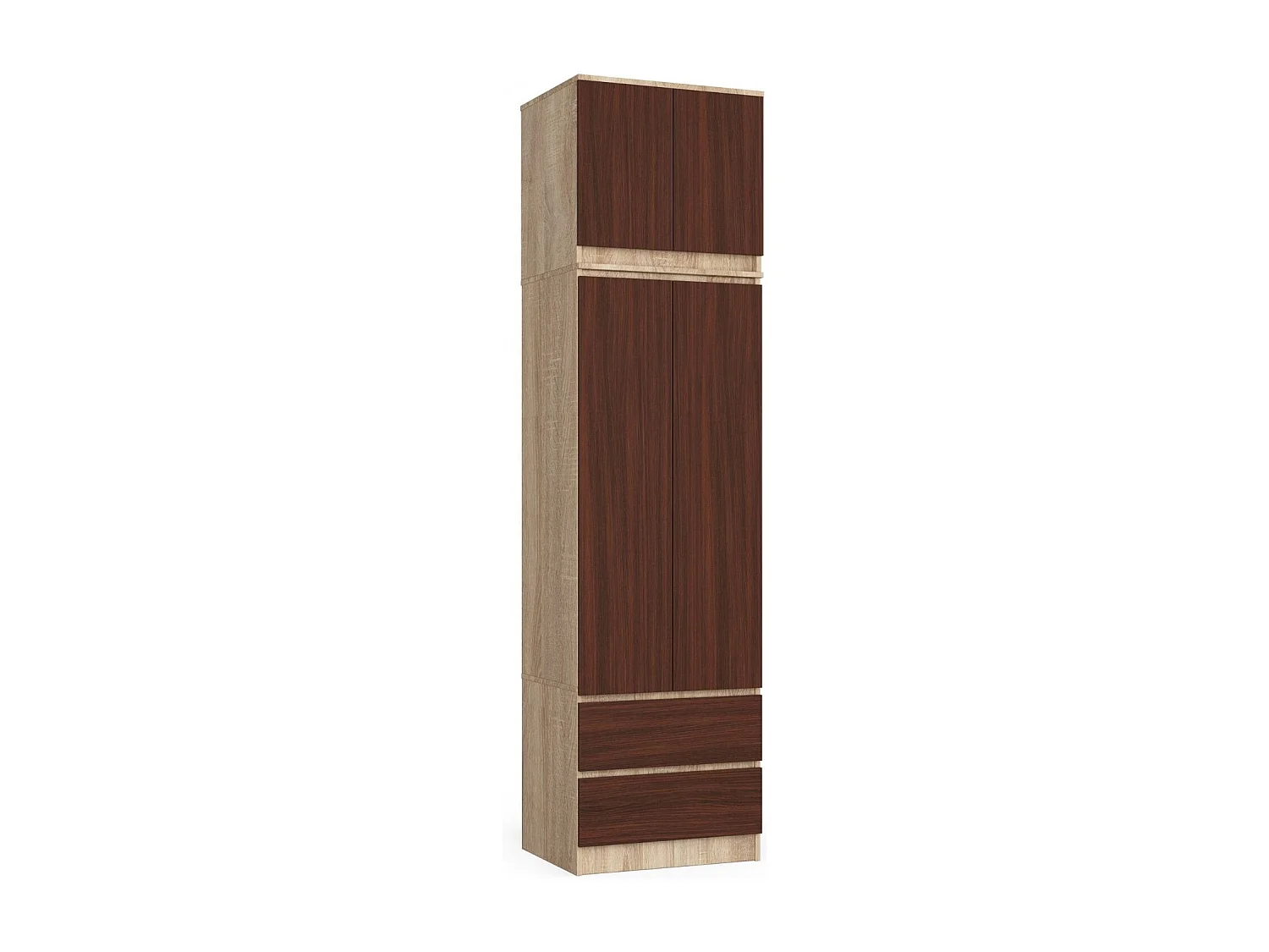 Surmeuble pour armoire AKORD S60 Chêne Sonoma 60 cm 2 portes façade Wengé 2 étagères 60x51x55 cm
