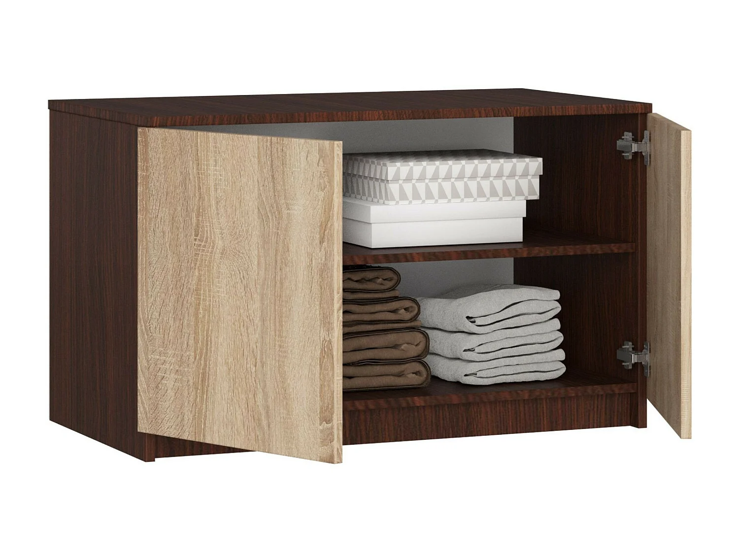 Nadstawka na szafę AKORD S90 Wenge 90 cm 2 drzwi kolor Dąb Sonoma mat 2 półki 90x51x55 cm