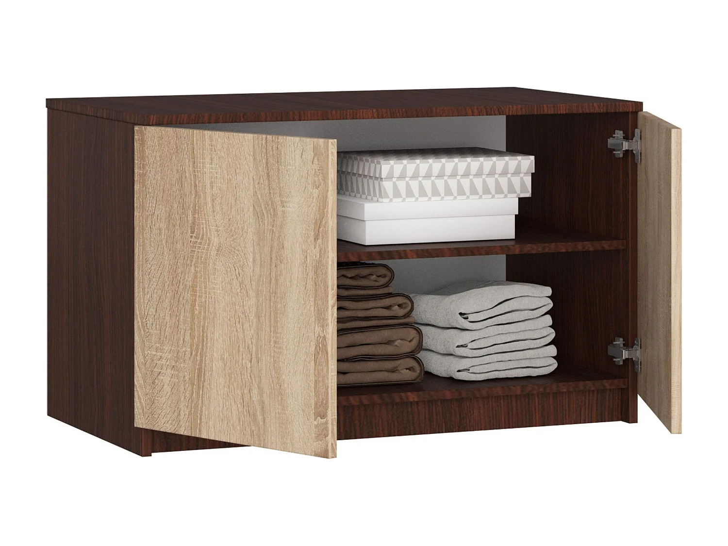 Surmeuble pour armoire AKORD S90 Wengé 90 cm 2 portes façade Chêne Sonoma 2 étagères 90x51x55 cm