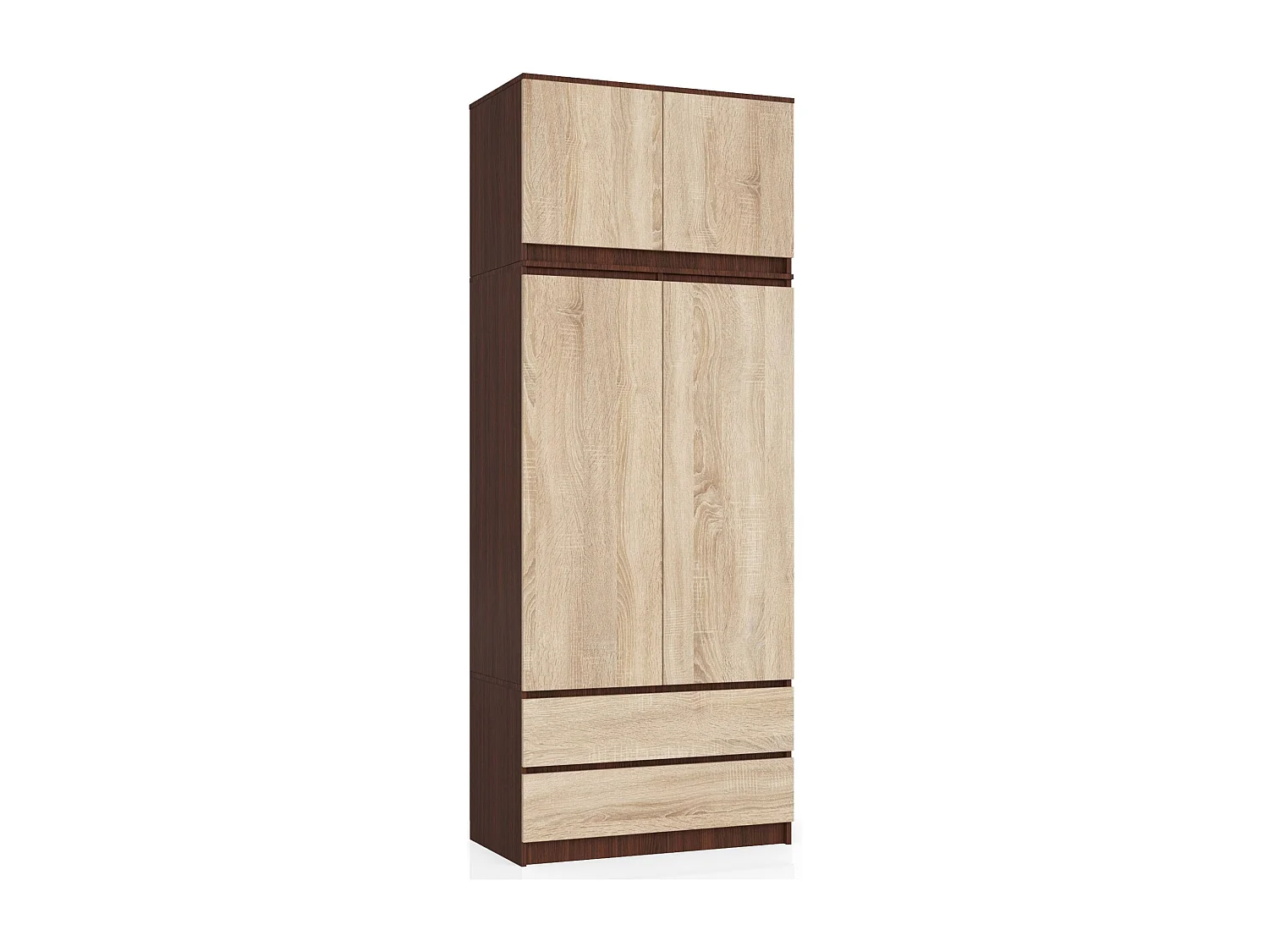Surmeuble pour armoire AKORD S90 Wengé 90 cm 2 portes façade Chêne Sonoma 2 étagères 90x51x55 cm