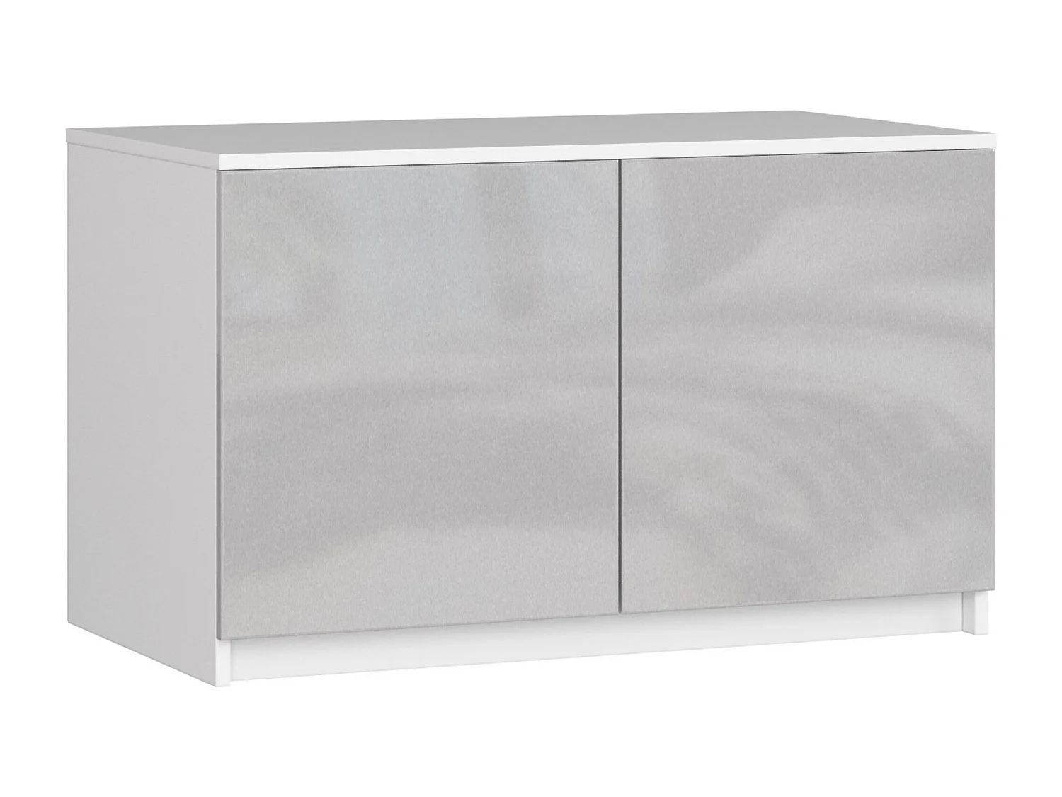 Schrankaufsatz für Kleiderschrank AKORD S90 Weiß 90 cm 2 Türen 2 Ebenen Front Metallisch Hochglanz B90 x H55 x T51 cm