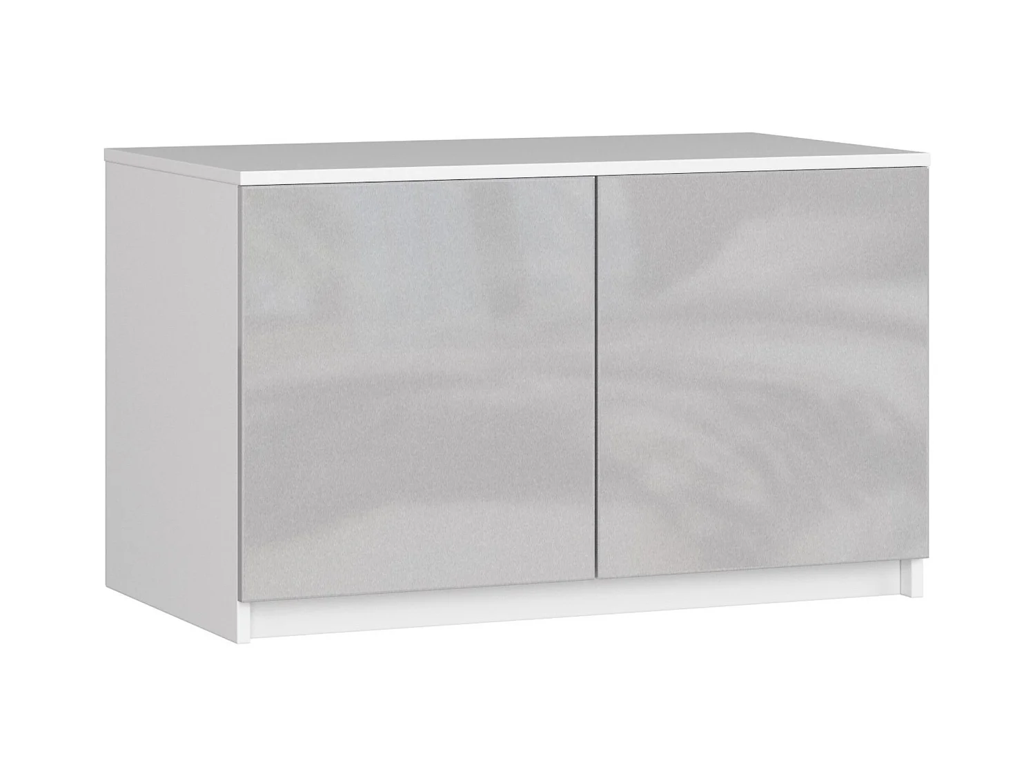 Surmeuble pour armoire AKORD S90 Blanc 90 cm 2 portes façade Métallique Brillant 2 étagères 90x51x55 cm
