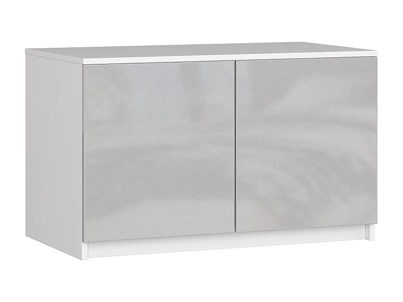 Schrankaufsatz für Kleiderschrank AKORD S90 Weiß 90 cm 2 Türen 2 Ebenen Front Metallisch Hochglanz B90 x H55 x T51 cm