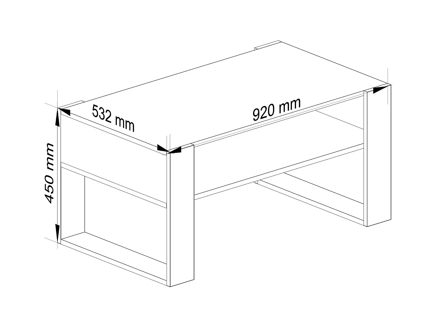 Table basse AKORD DOMI Chêne Sonoma 92 cm pieds Blanc 92x50x45 cm
