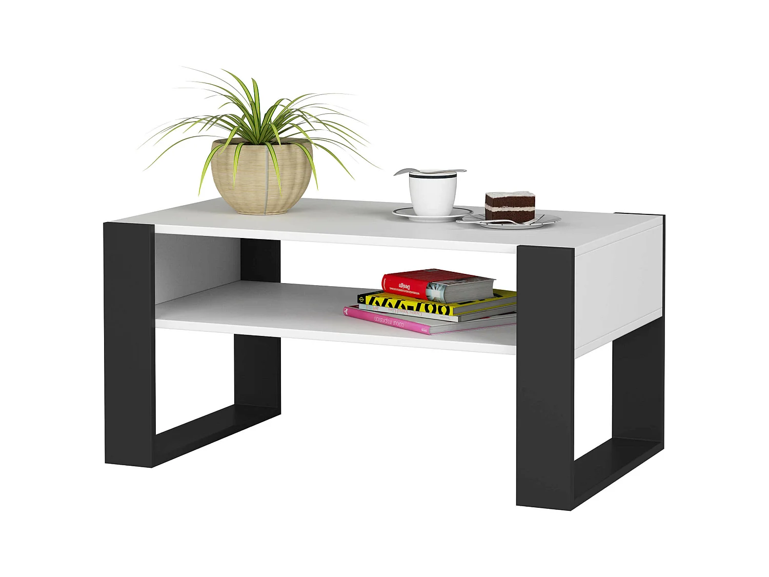 Stolik kawowy AKORD DOMI Biały 92 cm kolor Czarny mat 92x53x45 cm