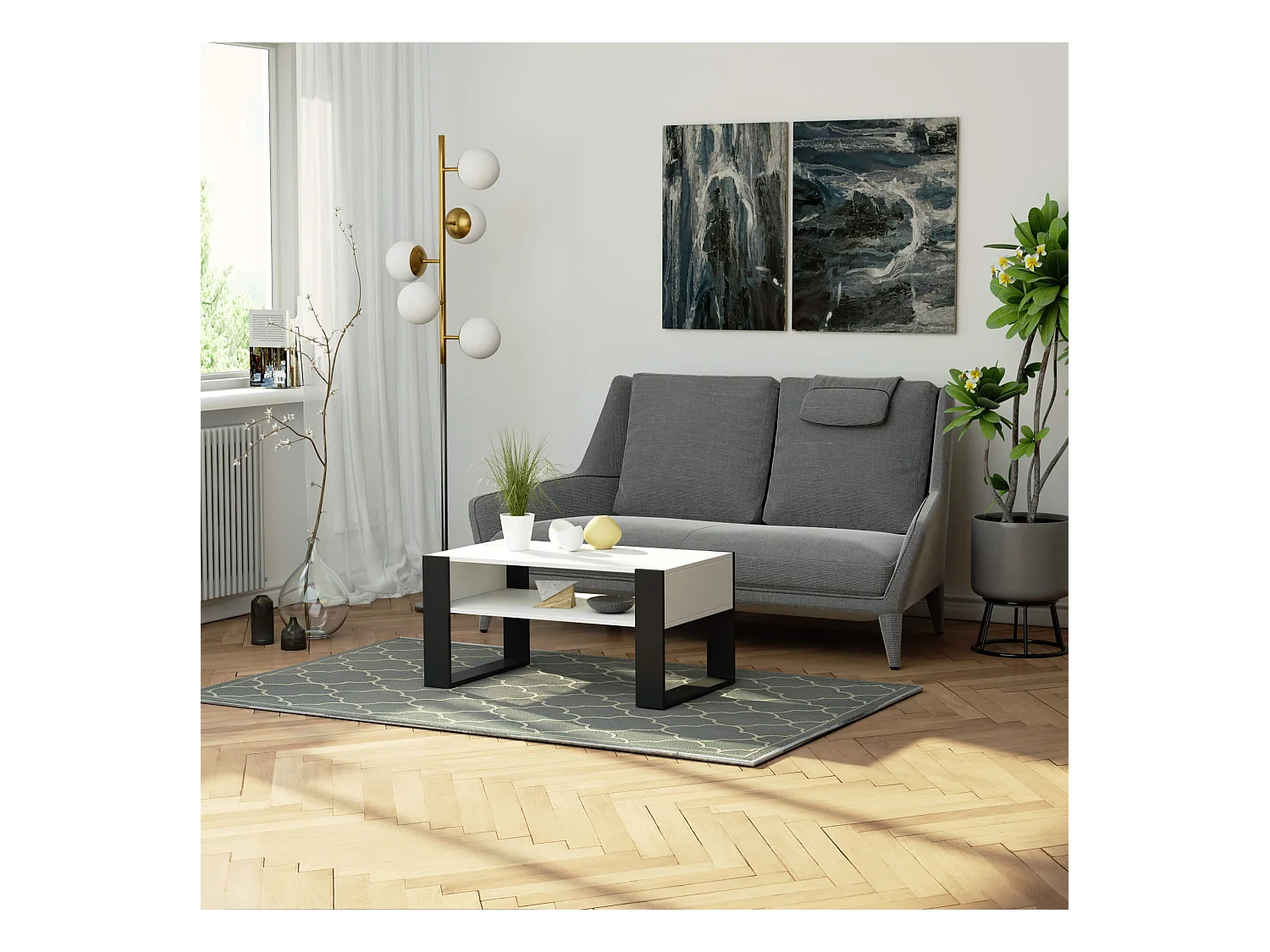 Stolik kawowy AKORD DOMI Biały 92 cm kolor Czarny mat 92x53x45 cm