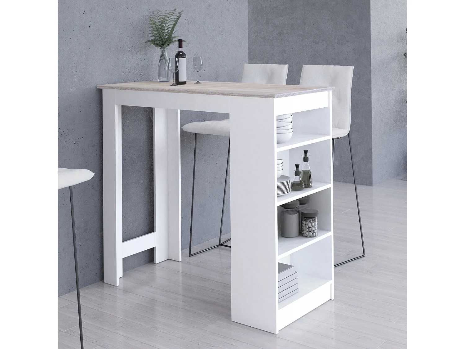 Bancone del bar Bianca 115 cm inserto frontale Sonoma Quercia 115x50x103 cm