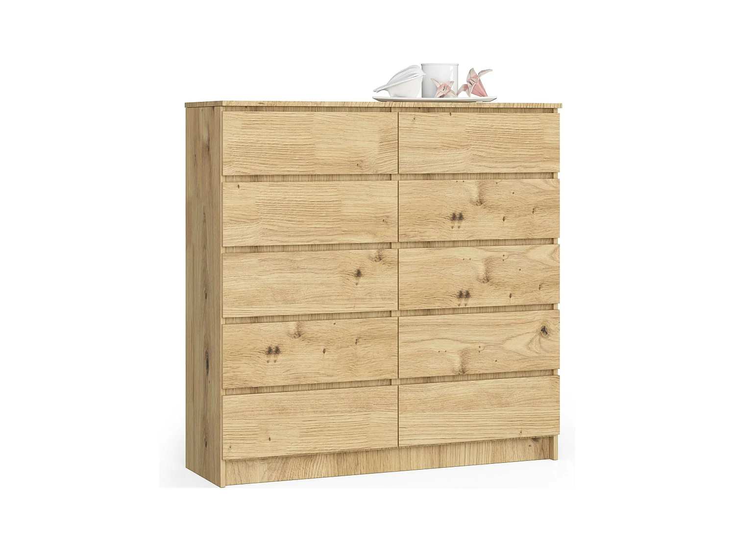 Commode AKORD K120 Chêne Artisan 120 cm 10 tiroirs façade Chêne Artisan 120x40x121 cm