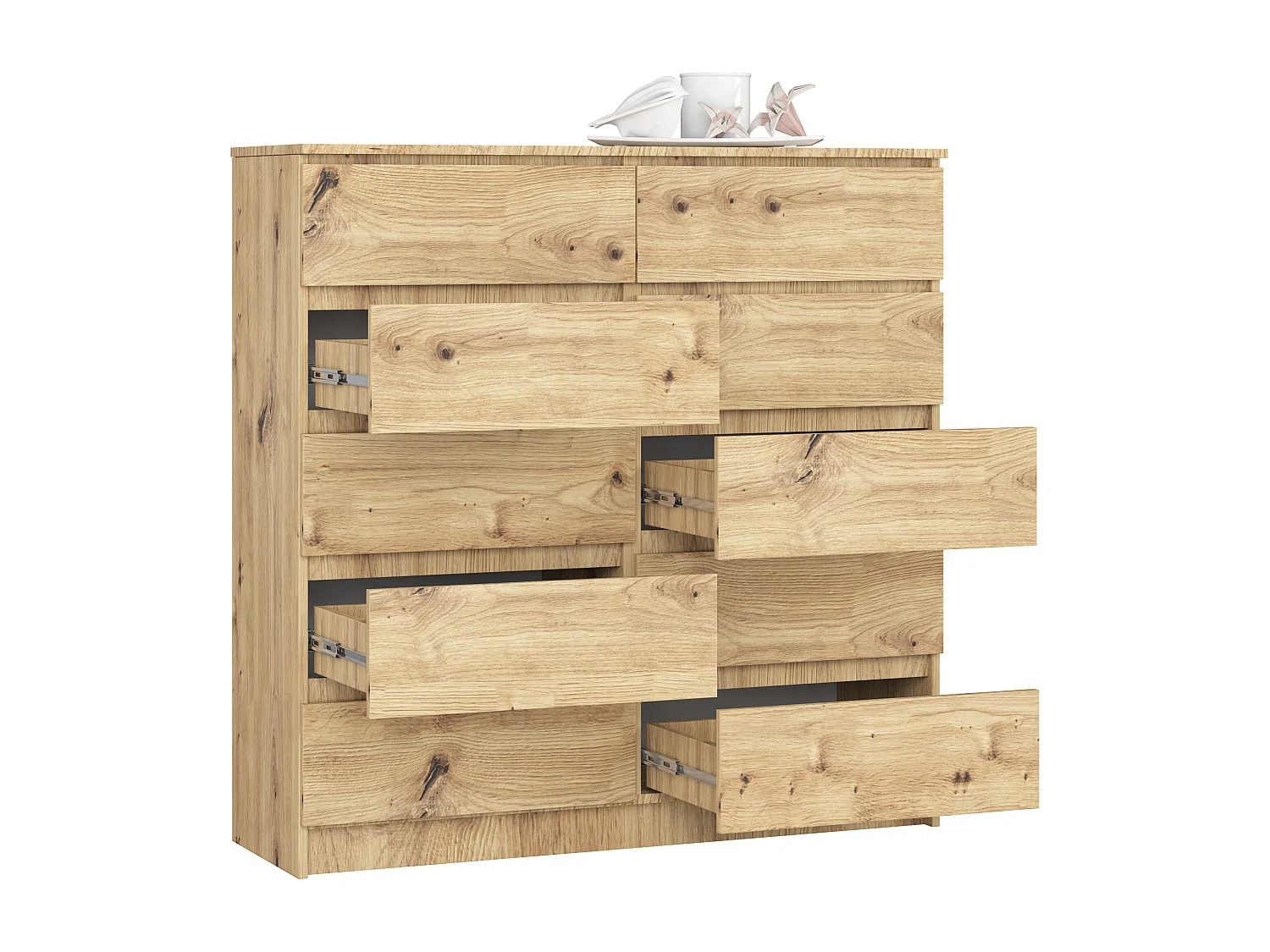 Komoda AKORD K120 Dąb Artisan 120 cm 10 szuflad kolor Dąb Artisan mat 120x40x121 cm