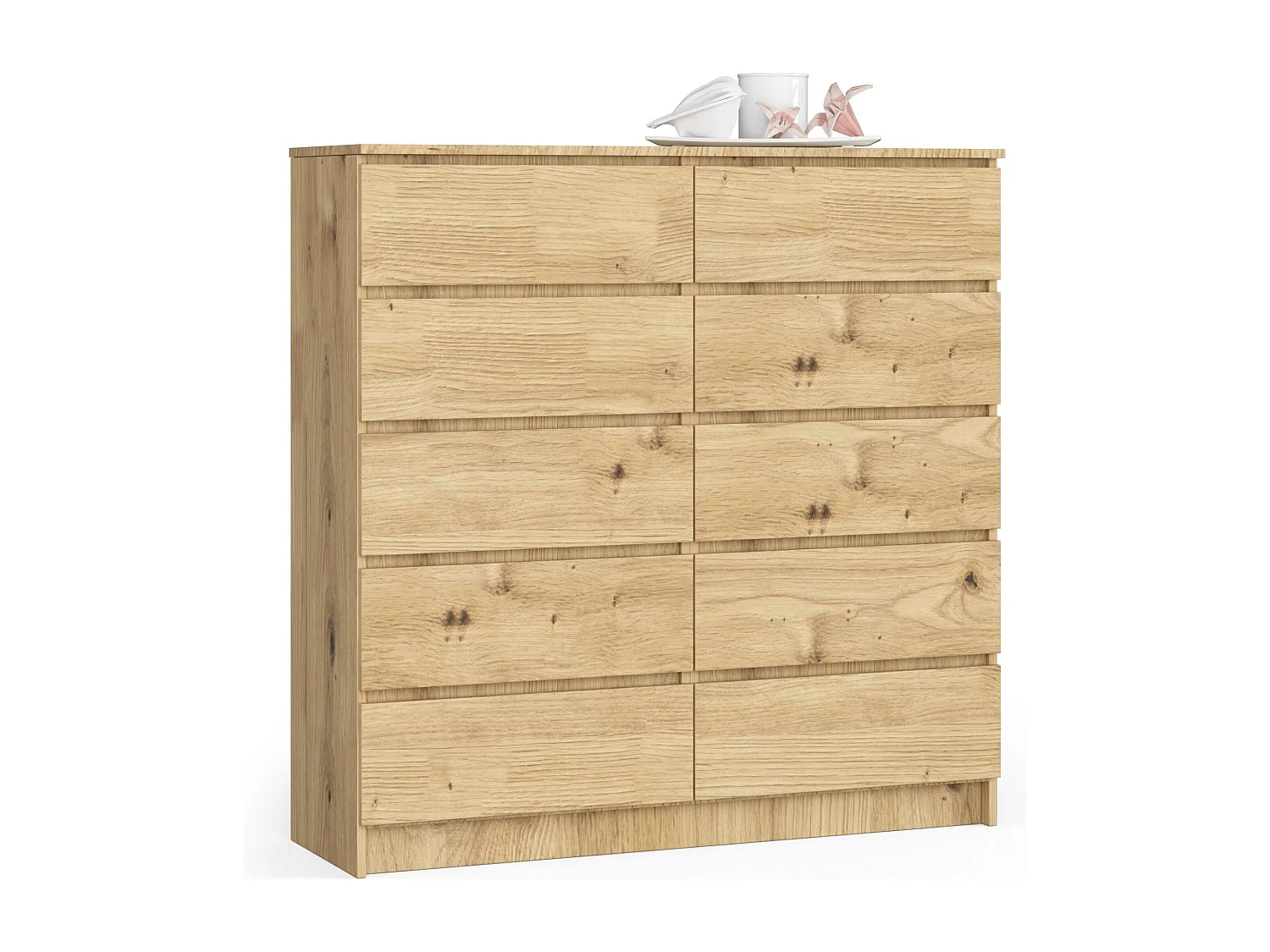 Commode AKORD K120 Chêne Artisan 120 cm 10 tiroirs façade Chêne Artisan 120x40x121 cm