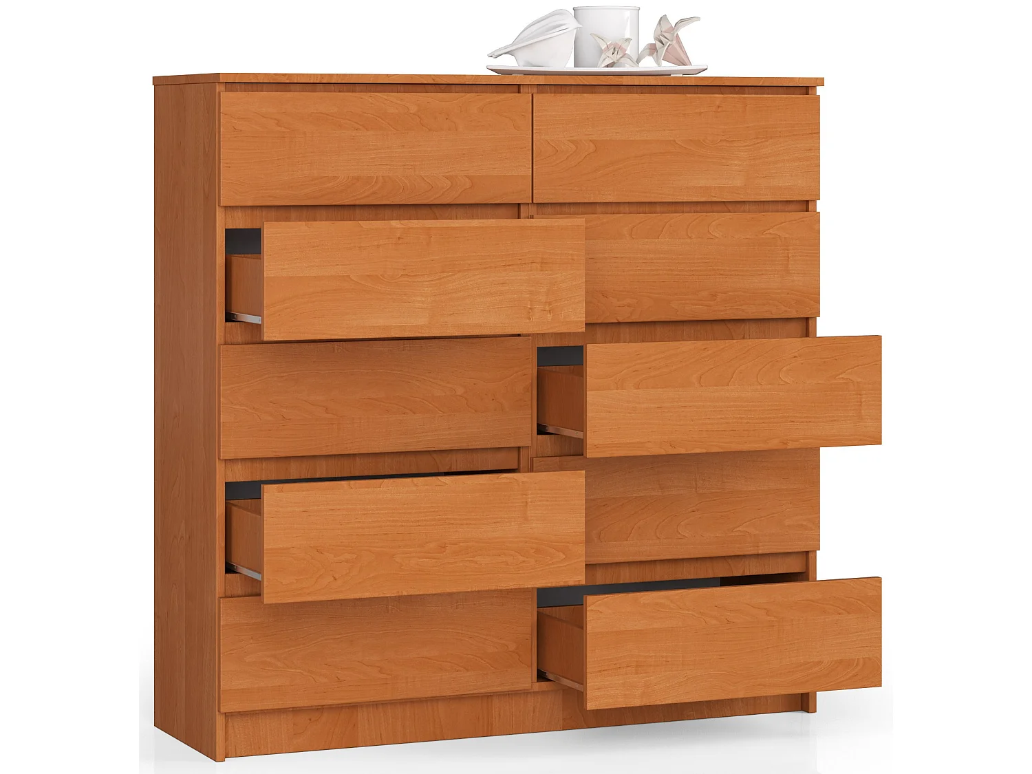 Commode AKORD K120 Aulne 120 cm 10 tiroirs façade Aulne 120x40x121 cm