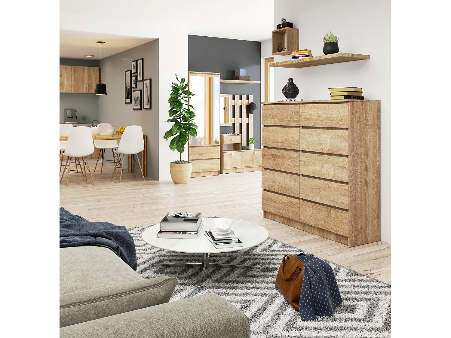 Ladekast Stijlvol Dąb Sonoma - 10 Ladesysteemmeubel, 120x121x40cm - Zelfmontage