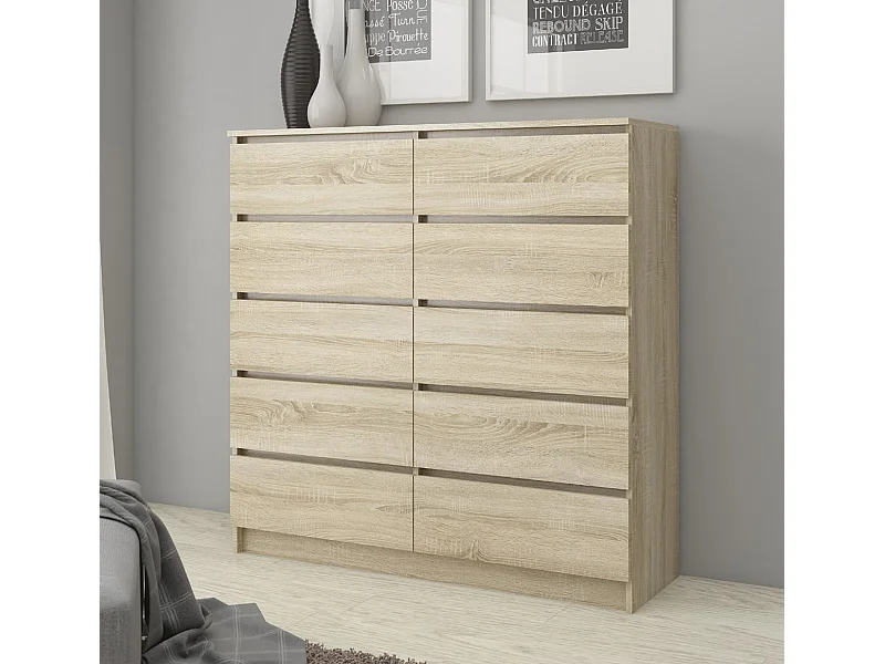 Ladekast K120 met 10 Lades / AKORD Furniture Factory / Sonoma Eik / 120 x 121 x 40 cm