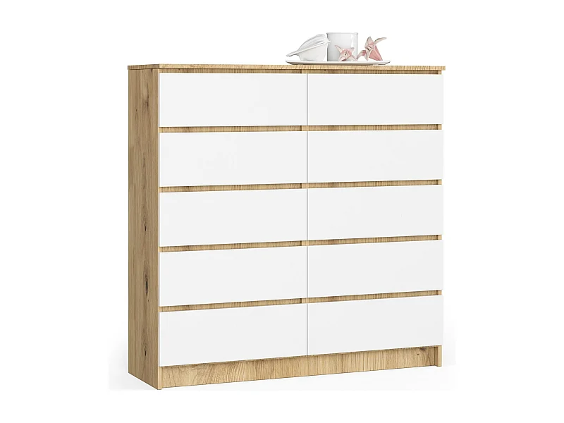 Ladekast K120 met 10 Lades / AKORD Furniture Factory / Artisan Eik - Wit / 120 x 121 x 40 cm
