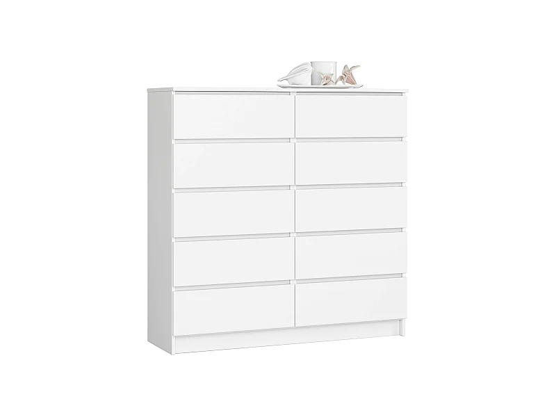 Kommode AKORD K120 Weiß 120 cm 10 Schubladen B120 x H121 x T40 cm