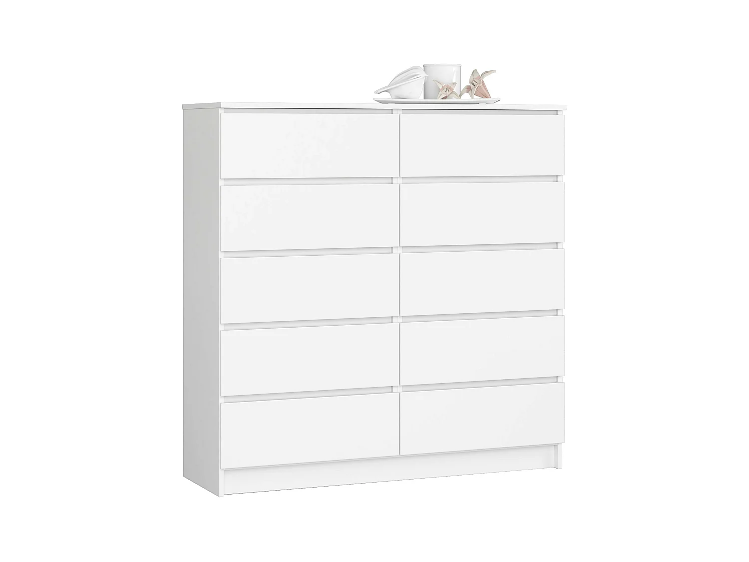 Commode AKORD K120 Blanche 120 cm 10 tiroirs façade Blanche 120x40x121 cm