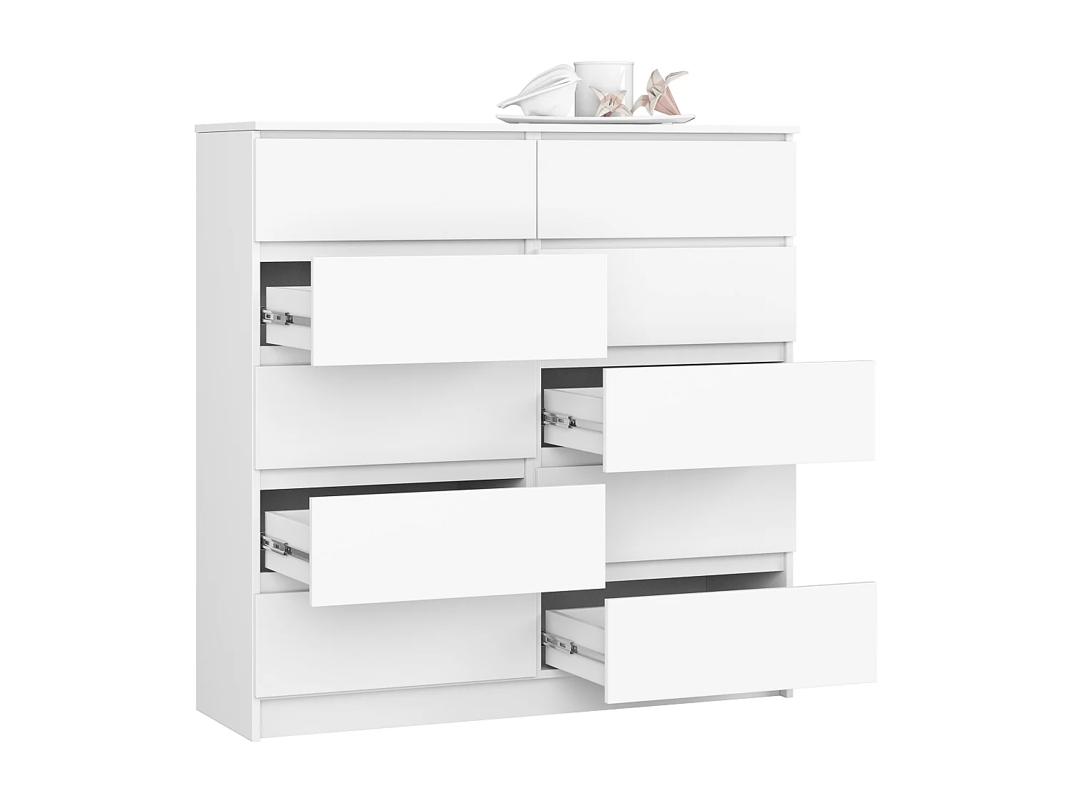 Cómoda AKORD K120 Blanco 120 cm 10 cajones frente en color Blanco 120x40x121 cm