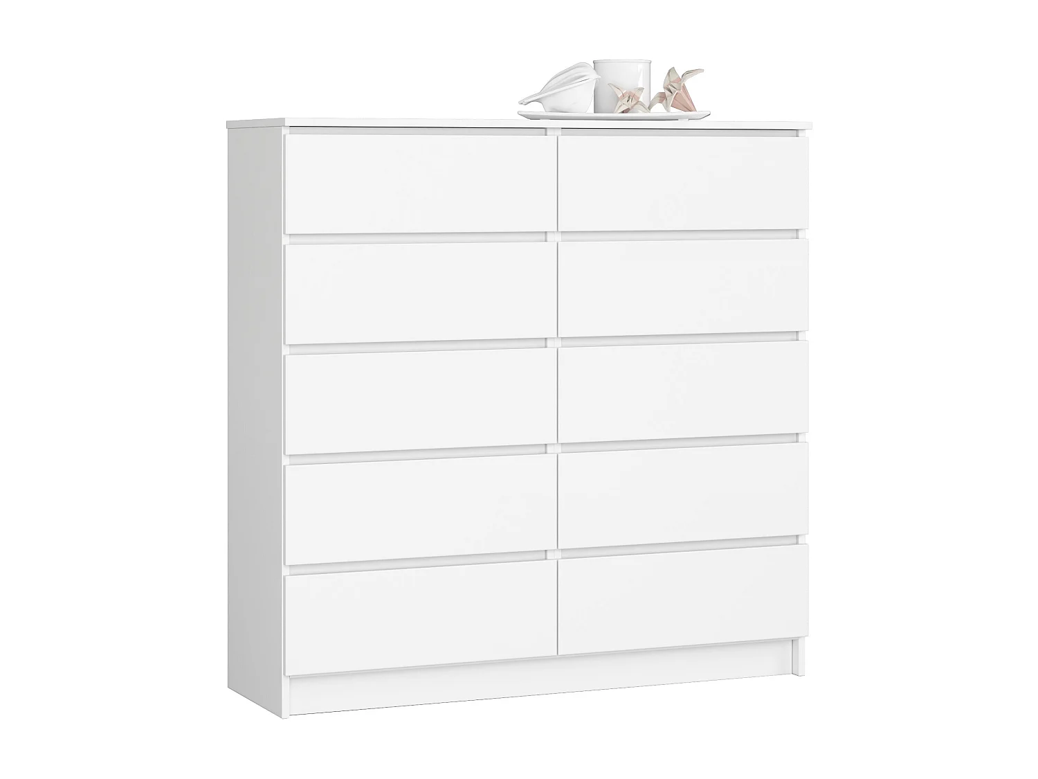 Commode AKORD K120 Blanche 120 cm 10 tiroirs façade Blanche 120x40x121 cm