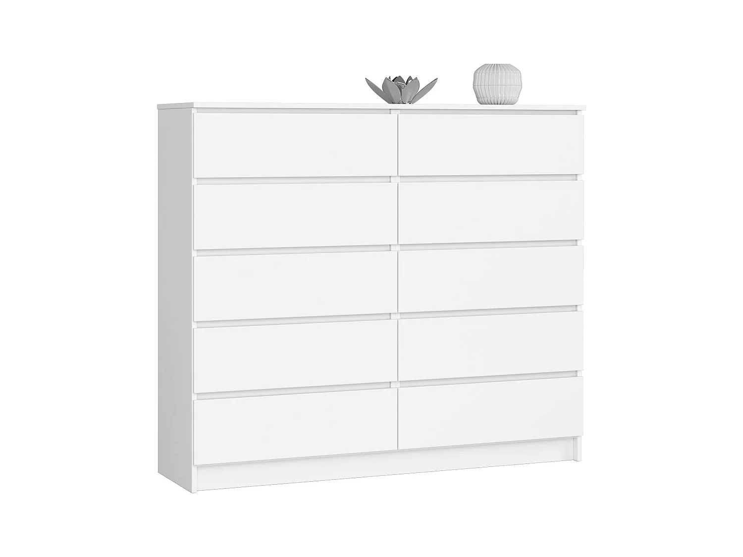 Commode AKORD K140 Blanche 138 cm 10 tiroirs façade Blanche 138x40x121 cm