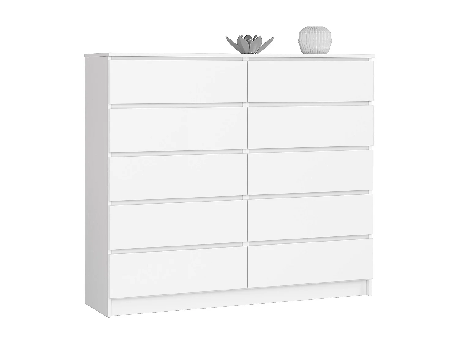 Commode AKORD K140 Blanche 138 cm 10 tiroirs façade Blanche 138x40x121 cm