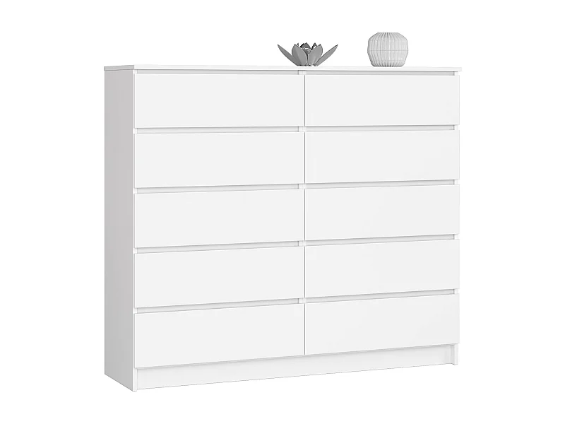 Commode AKORD K140 Blanche 138 cm 10 tiroirs façade Blanche 138x40x121 cm
