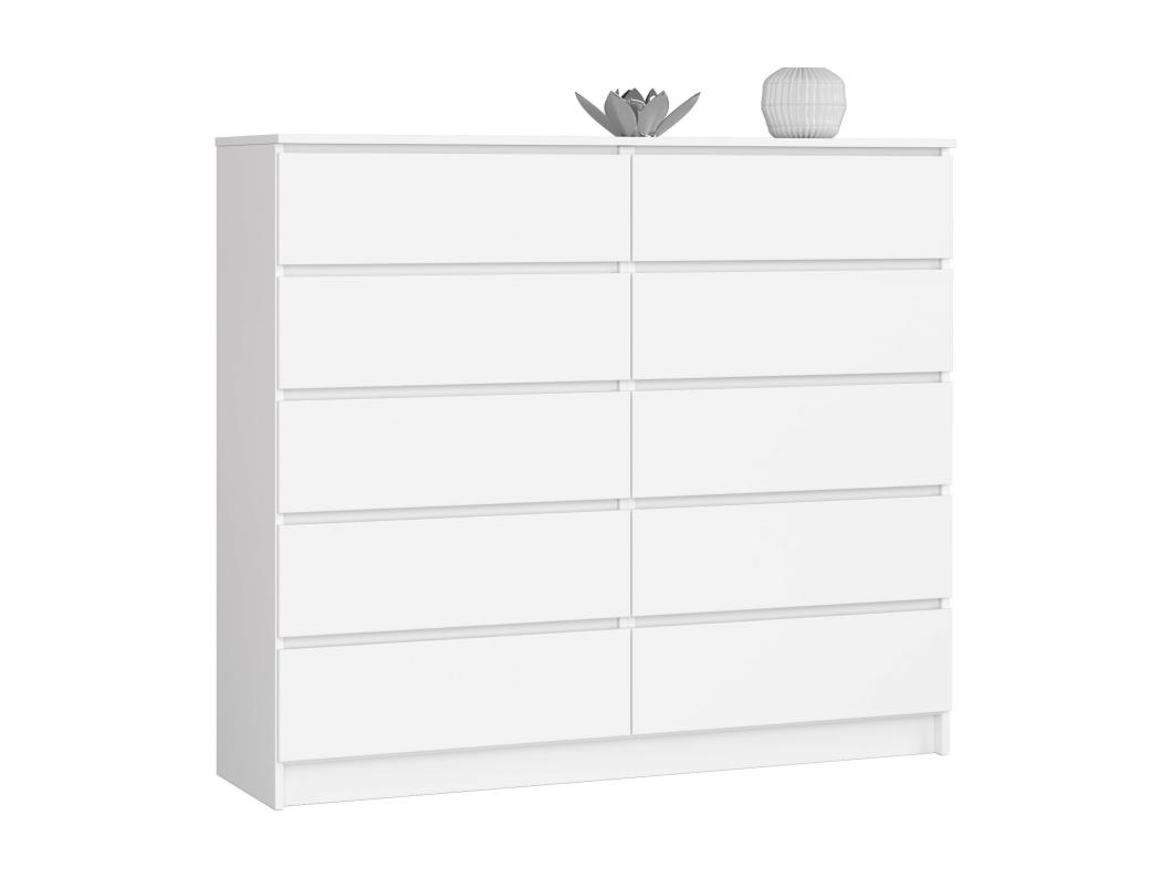 Cómoda AKORD K140 Blanco 138 cm 10 cajones frente en color Blanco 138x40x121 cm