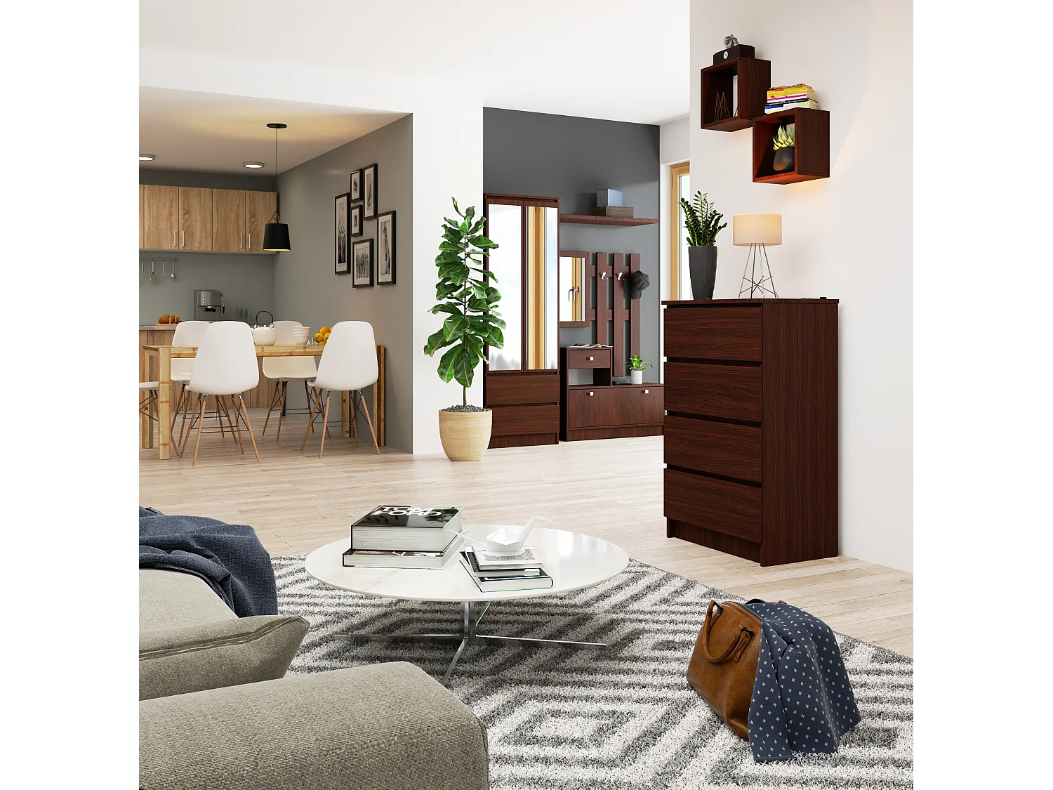 Ladekast K60 met 4 Lades / AKORD Furniture Factory / Venge / 60 x 99 x 40 cm