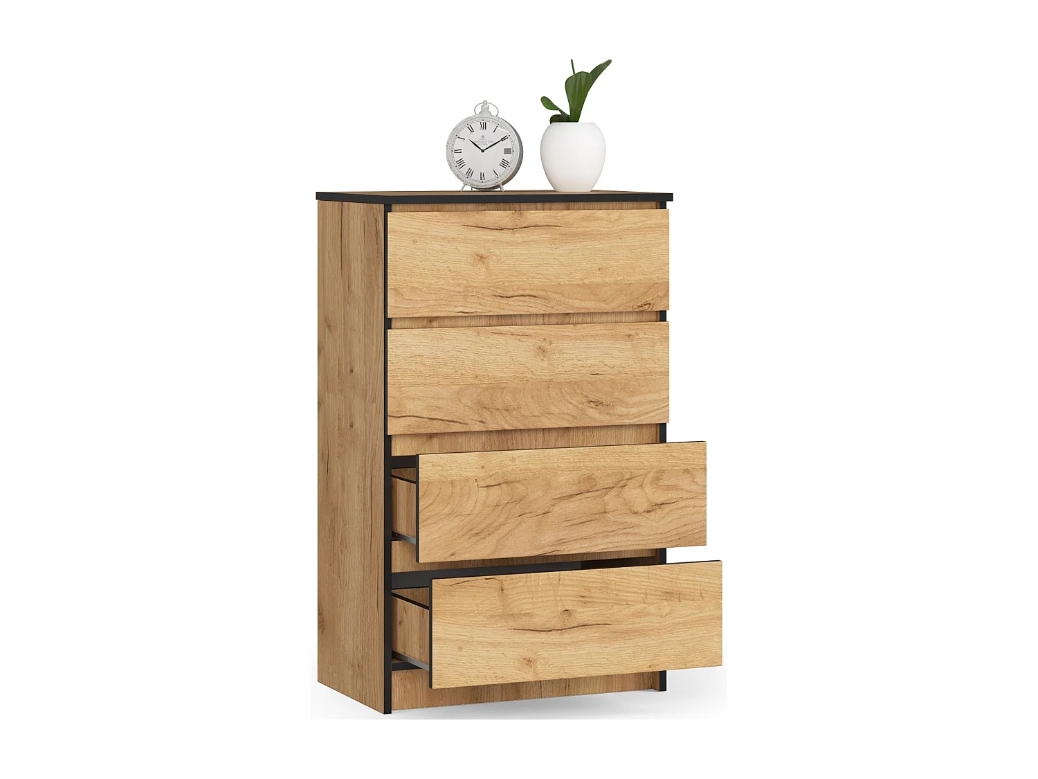 Cómoda AKORD K60 Roble Craft 60 cm 4 cajones frente en color Roble Craft 60x40x99 cm