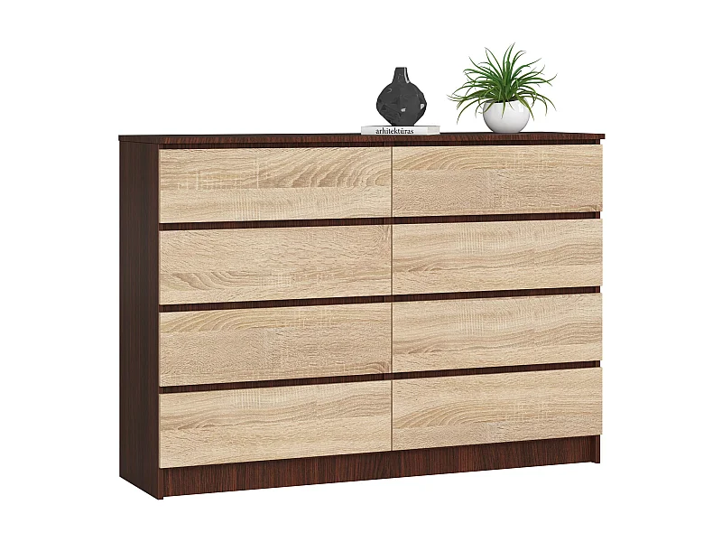 Cassettiera AKORD K140 Wengé 138 cm 8 cassetti inserto frontale Sonoma Quercia 138x40x99 cm