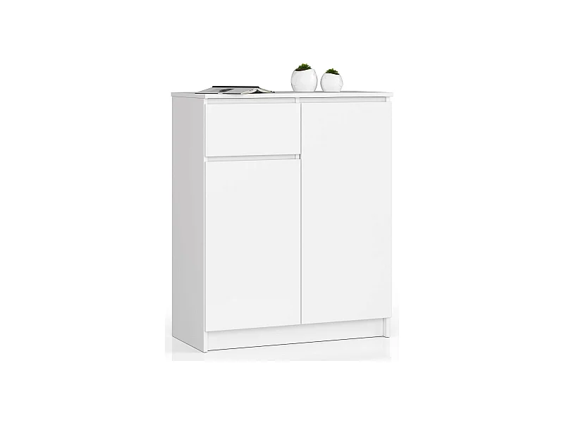 Kommode AKORD K80 Weiß 80 cm 2 Türen Schublade 4 Ebenen B80 x H99 x T40 cm