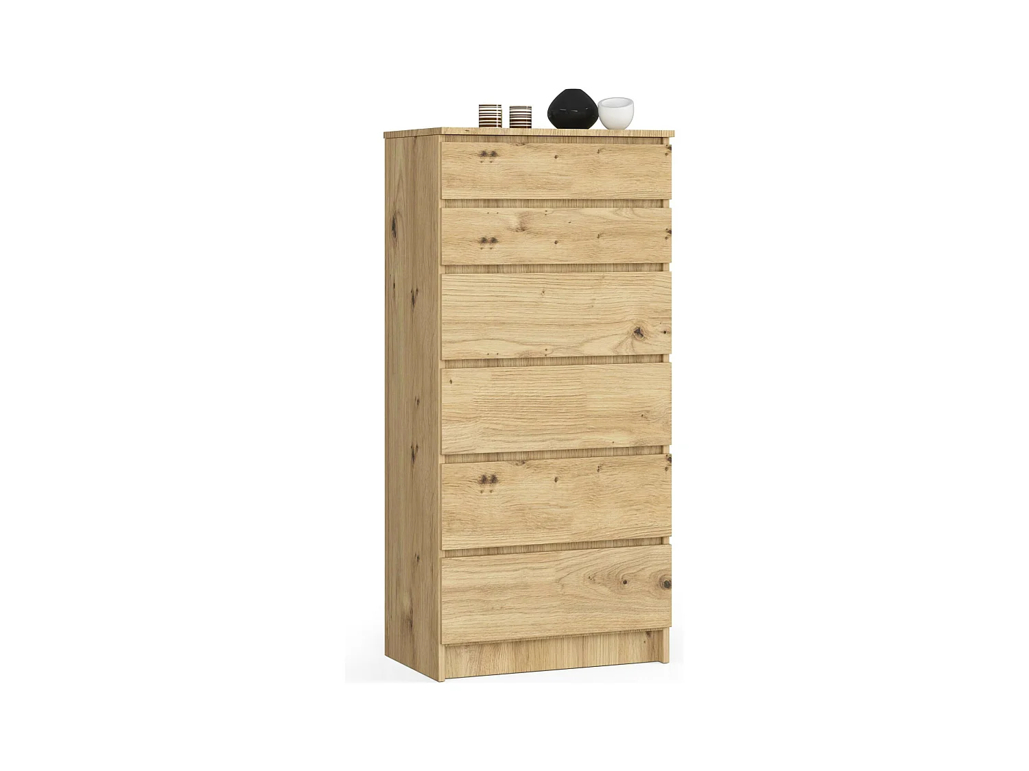 Commode AKORD K60 Chêne Artisan 60 cm 6 tiroirs façade Chêne Artisan 60x40x130 cm