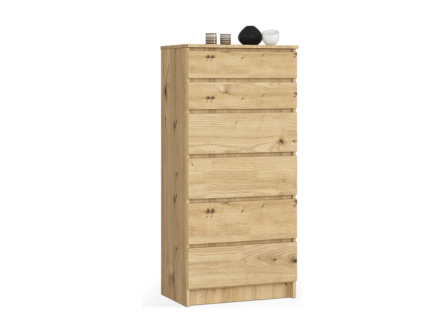 Commode AKORD K60 Chêne Artisan 60 cm 6 tiroirs façade Chêne Artisan 60x40x130 cm