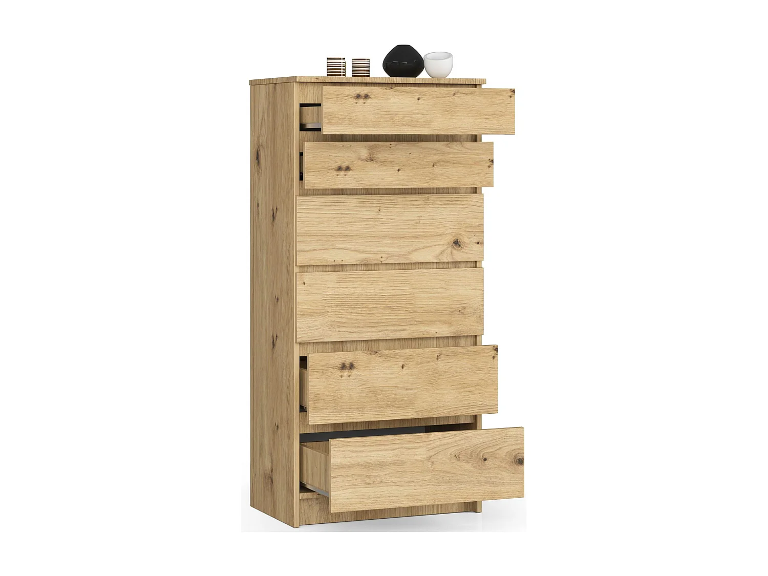 Commode AKORD K60 Chêne Artisan 60 cm 6 tiroirs façade Chêne Artisan 60x40x130 cm