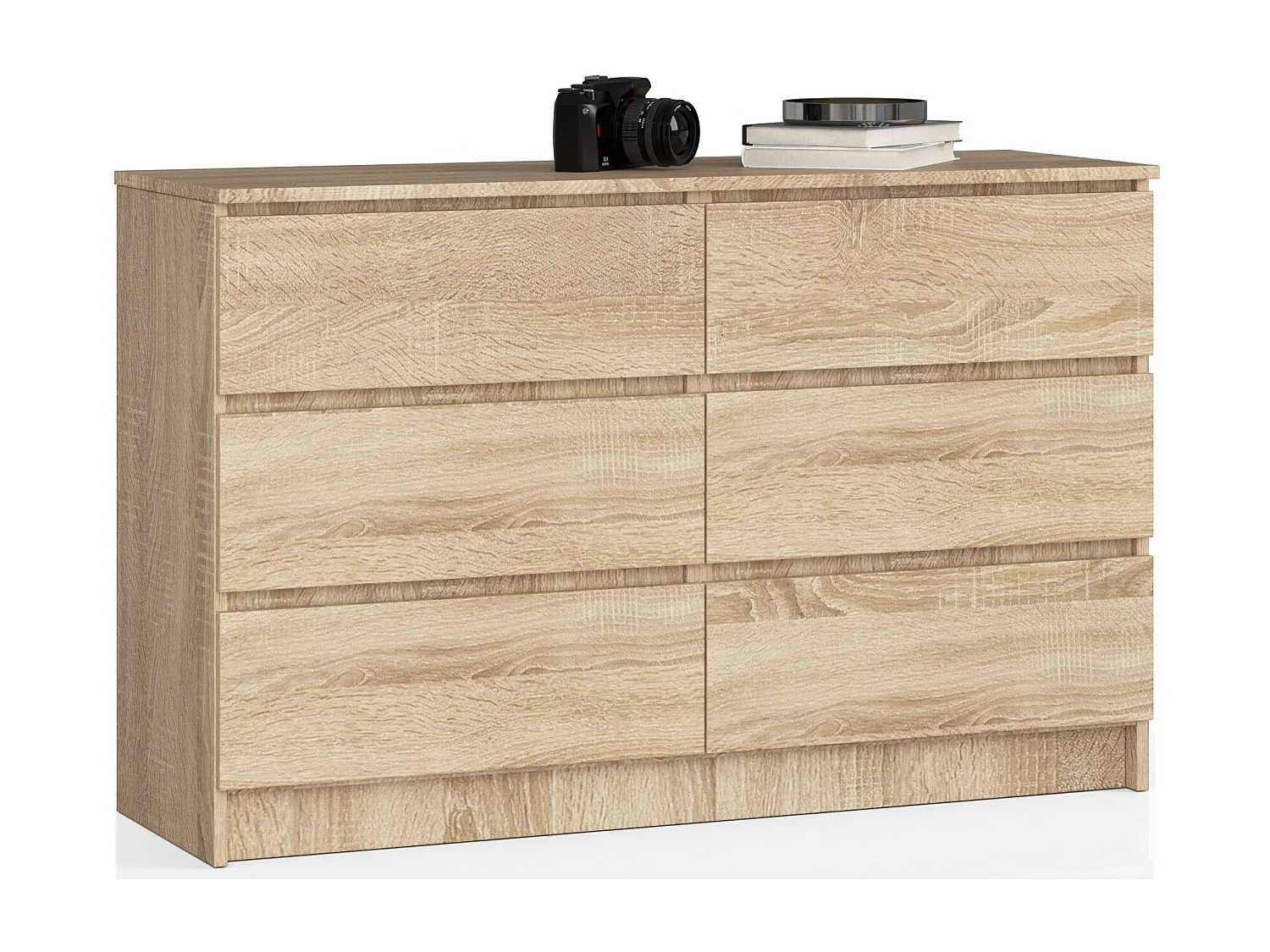 Kommode AKORD K120 Sonoma-Eiche 120 cm 6 Schubladen B120 x H77 x T40 cm