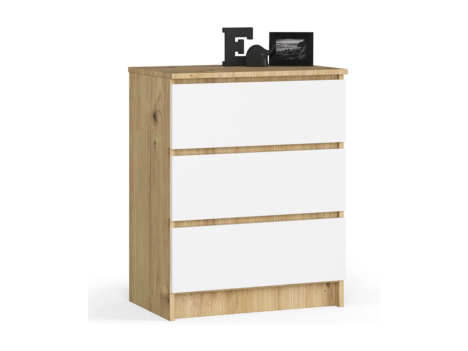 Ladekast K60 met 3 Lades / AKORD Furniture Factory / Artisan Eik - Wit / 60 x 77 x 40 cm