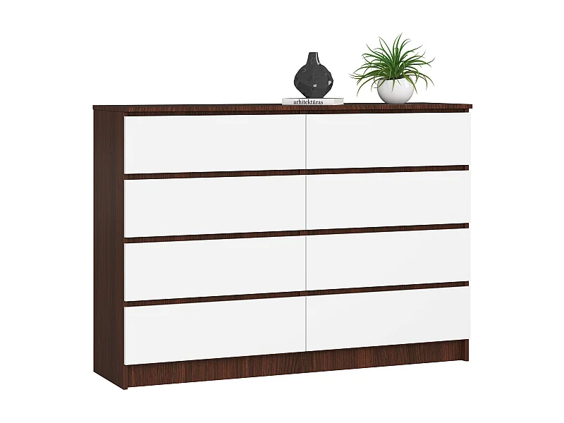 Ladekast K140 met 8 Lades / AKORD Furniture Factory / Venge - Wit / 138 x 99 x 40 cm