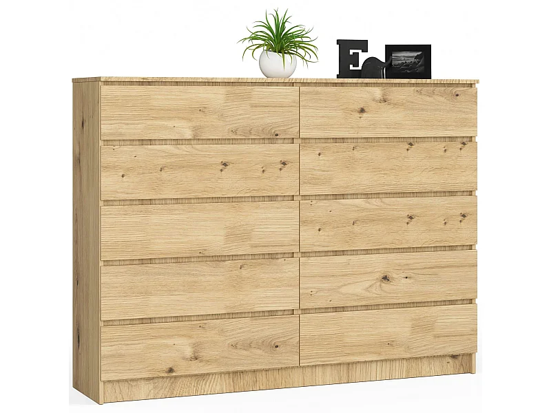 Kommode AKORD K160 Eiche Artisan 160 cm 10 Schubladen B160 x H121 x T40 cm