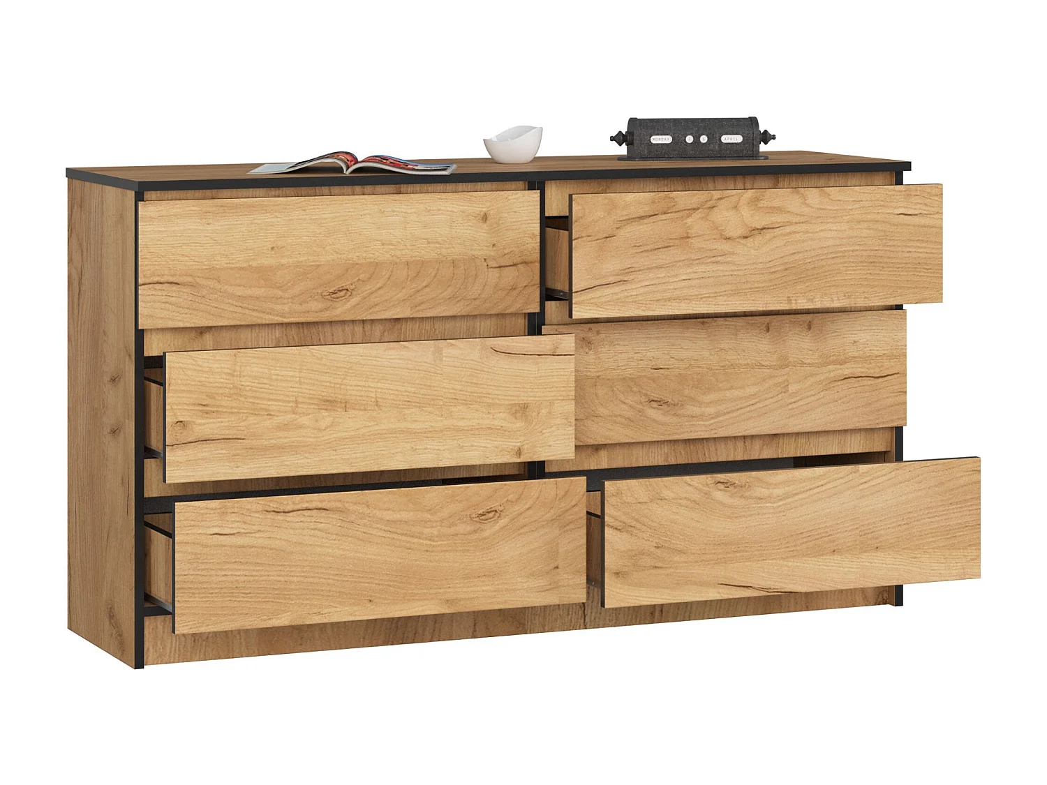 Cassettiera AKORD K140 Quercia Craft 138 cm 6 cassetti 138x40x77 cm