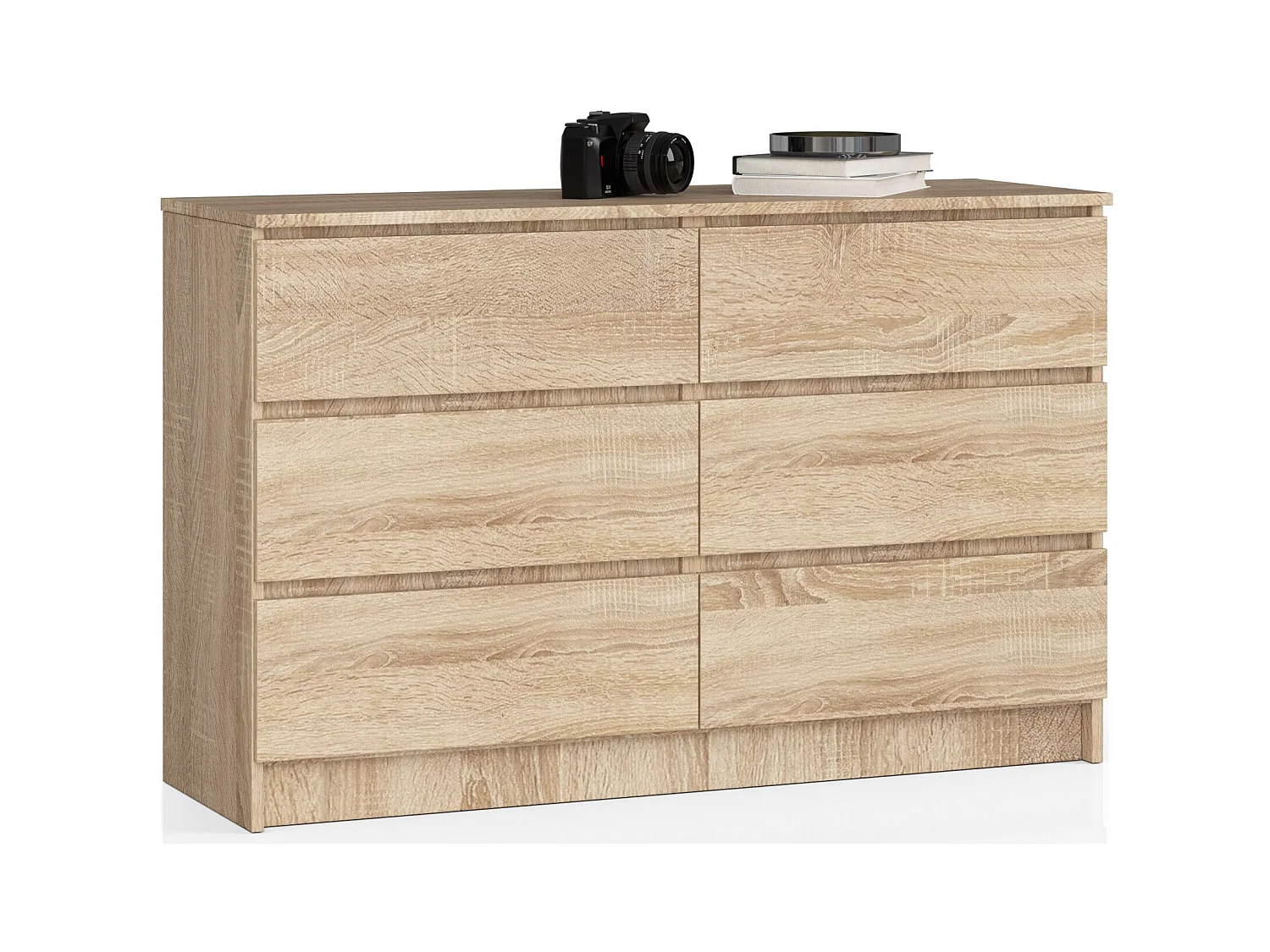 Commode AKORD K140 Chêne Sonoma 138 cm 6 tiroirs façade Chêne Sonoma 138x40x77 cm