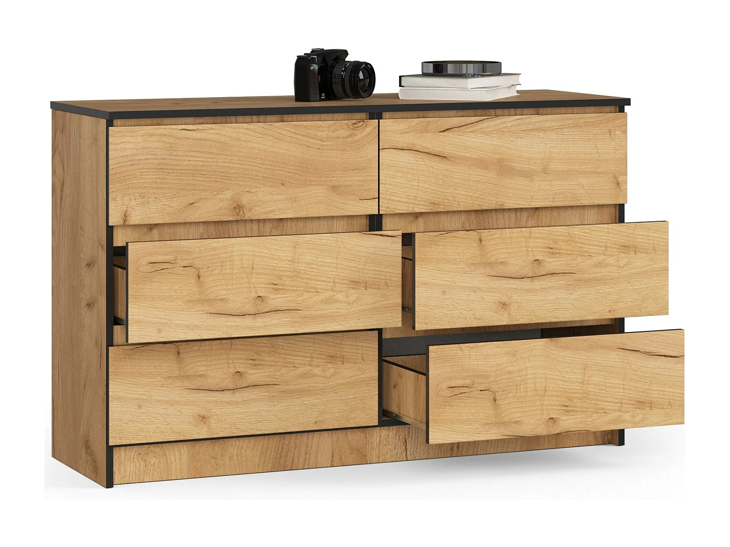 Cassettiera AKORD K120 Quercia Craft 120 cm 6 cassetti 120x40x77 cm