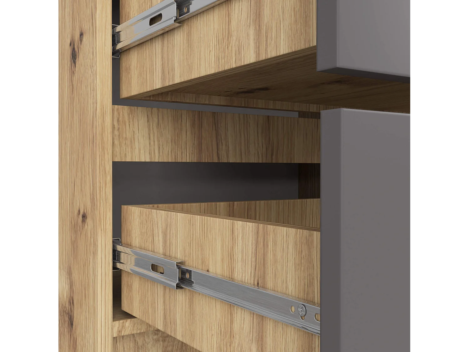 Artisan Eiken & Grijze Ladekast K60 - 4 Lades, 60 cm Breed, Zelfmontage, Modern Design