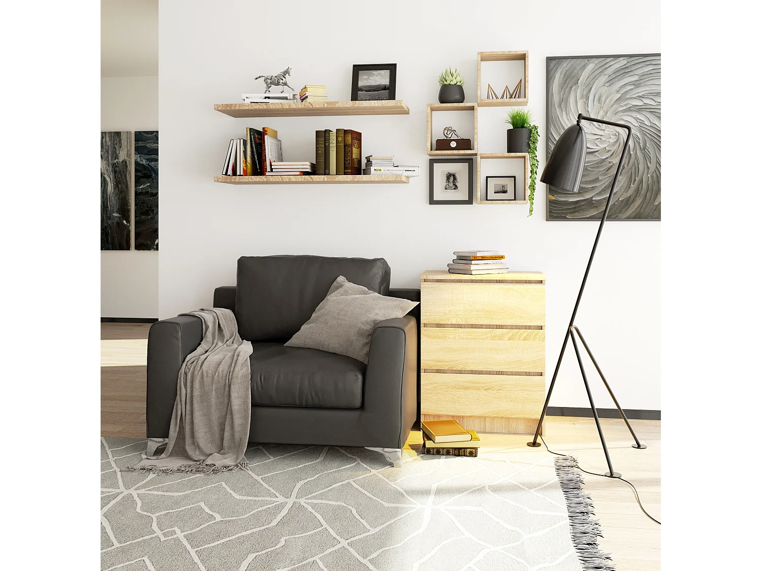 Commode AKORD K60 Chêne Sonoma 60 cm 3 tiroirs façade Chêne Sonoma 60x40x77 cm